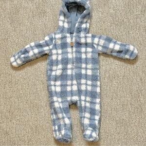 Carters‎ Baby 6 Months Hooded Sherpa Bunting Pram Blue Plaid Zipper Closure